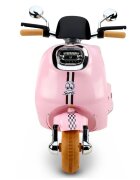 LeanToys Scooter electric pentru copii Vespa XW-05 Pink motorizare 2 x 35W faruri LED frontale panou muzical cu intrare MP3 si USB 94 x 46 x 63 cm
