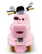 LeanToys Scooter electric pentru copii Vespa XW-05 Pink motorizare 2 x 35W faruri LED frontale panou muzical cu intrare MP3 si USB 94 x 46 x 63 cm