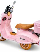 LeanToys Scooter electric pentru copii Vespa XW-05 Pink motorizare 2 x 35W faruri LED frontale panou muzical cu intrare MP3 si USB 94 x 46 x 63 cm