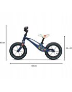 Lionelo Bicicleta copii fara pedale Bart Air albastru 12 inch cu roti gonflabile constructie din magneziu greutate foarte mica scaun si ghidon reglabile pe inaltime greutate maxima suportata 30 kg