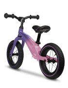Lionelo Bicicleta copii fara pedale Bart Air Pink Violet 12 inch cu roti gonflabile constructie din magneziu greutate foarte mica scaun si ghidon reglabile pe inaltime greutate maxima suportata 30 kg