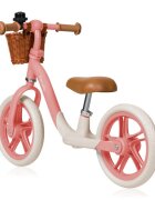 Lionelo Bicicleta fara pedale Alex Plus Usoara Cu ghidon si sa reglabile Include cos depozitare si sonerie Din otel Cu roti din spuma EVA 12 inch Pink Rose