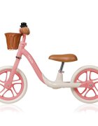 Lionelo Bicicleta fara pedale Alex Plus Usoara Cu ghidon si sa reglabile Include cos depozitare si sonerie Din otel Cu roti din spuma EVA 12 inch Pink Rose