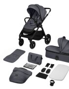 Lionelo Carucior 2 in 1 Layla sarcina maxima 22 kg cadru aluminiu cu landou intarit si salteluta din spuma AirDots reversibil ventilatie 3D accesorii EN1888-1 gri