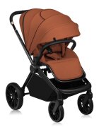 Lionelo Carucior 2 in 1 Mika Plus Cadru din aluminiu Cu landou intarit si salteluta moale Reversibil Cu sistem de ventilatie 3D Cu accesorii Sarcina maxima 22 kg Standard de siguranta EN1888-1 maro