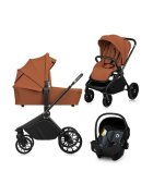 Lionelo Carucior 3 in 1 Mika Plus cadru din aluminiu landou intarit si salteluta moale scoica auto testata ADAC reversibil sistem de ventilatie 3D accesorii pana la 22 kg EN1888-1 EN1888-2 EN1466 ECE R129 Maro
