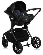 Lionelo Carucior 3 in 1 Mika Plus cadru din aluminiu landou intarit si salteluta moale scoica auto testata ADAC reversibil sistem de ventilatie 3D accesorii pana la 22 kg EN1888-1 EN1888-2 EN1466 ECE R129 Maro