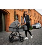 Lionelo Carucior Amber 3 in 1 Cadru aluminiu Cu landou intarit si salteluta moale Cu scoica auto testata ADAC Reversibil Cu accesorii Geanta parinti Sarcina maxima 22 kg Standard de siguranta EN1888-1 EN1466 ECE R129