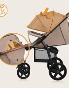 Lionelo Carucior pentru copii Annet Plus Bej cu accesorii si capotina XXL reglabila 0-22 kg conform cu standardele europene de securitate