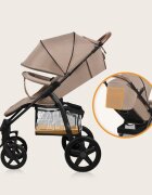Lionelo Carucior pentru copii Annet Plus Bej cu accesorii si capotina XXL reglabila 0-22 kg conform cu standardele europene de securitate