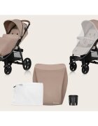 Lionelo Carucior pentru copii Annet Plus Bej cu accesorii si capotina XXL reglabila 0-22 kg conform cu standardele europene de securitate