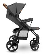 Lionelo Carucior pentru copii Annet Plus Gri Caramel cu accesorii si capotina XXL reglabila 0-22 kg conform cu standardele europene de securitate