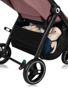 Lionelo Carucior pentru copii Ingrid Roz sport capotina impermeabila cu filtru UPF50+ pana la 22 kg spatar reglabil suport pahar si plasa de tantari sistem pentru pliere automata