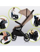 Lionelo Carucior sport Cloe Cu accesorii Cadru din aluminiu Sarcina maxim 22 kg Usor Pliere compacta pentru avion cu o singura mana Ideal pentru toate tipurile de suprafete 6 luni+ bej