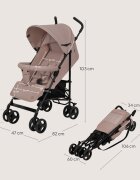 Lionelo Carucior sport pentru copii Elia Bej Taupe cu plasa de tantari suport de picioare reglabil spatar ajustabil in 4 pozitii capotina XXL pliere tip umbrela capacitate 15 kg 6 luni+