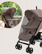 Lionelo Carucior sport pentru copii Elia Bej Taupe cu plasa de tantari suport de picioare reglabil spatar ajustabil in 4 pozitii capotina XXL pliere tip umbrela capacitate 15 kg 6 luni+