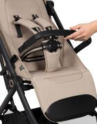 Lionelo Carucior sport pentru copii Tansi bej cu pliere automata ultracompact manevrare cu o mana roti cu tehnologie GravelTech spatar si suport picioare reglabile 6-48 luni greutate admisa 22 kg