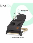 Lionelo Fotoliu balansoar June cu arcada cu jucarii si balansare manuala Gri