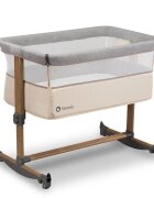 Lionelo Patut co-sleeper Leonie Beige Sand cu sistem de leganare setare unghiulara reglabil pe inaltime conform cu standardele europeane de securitate EN1130 si EN16890