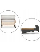 Lionelo Patut co-sleeper Leonie Beige Sand cu sistem de leganare setare unghiulara reglabil pe inaltime conform cu standardele europeane de securitate EN1130 si EN16890