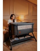 Lionelo Patut co-sleeper Leonie Plus Bej pliabil cu sistem de leganare setare unghiulara reglabil in 6 pozitii pe inaltime conform cu standardele europeane de securitate EN1130 si EN16890
