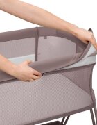 Lionelo Patut co-sleeper Luna 2 in 1 bej inchis reglabil in 6 pozitii pe inaltime cu laterala culisanta si roti