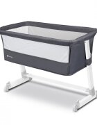 Lionelo Patut co-sleeper Theo Dark Grey 2 in 1 cu setare unghiulara reglabil pe inaltime laterala culisanta standard European EN 1130