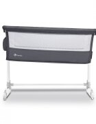 Lionelo Patut co-sleeper Theo Dark Grey 2 in 1 cu setare unghiulara reglabil pe inaltime laterala culisanta standard European EN 1130
