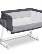 Lionelo Patut co-sleeper Theo Dark Grey 2 in 1 cu setare unghiulara reglabil pe inaltime laterala culisanta standard European EN 1130