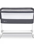 Lionelo Patut co-sleeper Theo Dark Grey 2 in 1 cu setare unghiulara reglabil pe inaltime laterala culisanta standard European EN 1130