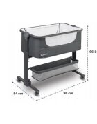 Lionelo Patut co-sleeper Timon Gri 3 in 1 pliabil cu setare unghiulara reglabil in 6 pozitii pe inaltime dimensiune 90x50 cm