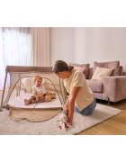 Lionelo Patut multifunctional Alice Bej 3 in 1 pliabil 0 luni+ 2 trepte de inaltime pentru saltea material rezistent Oxford 300D cu iesire laterala geanta de transport pana 15 kg 104x70x74 cm