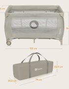 Lionelo Patut pentru copii Stefi Plus Bej Pliabil Cu doua nivele Intrare laterala cu fermoar 2 roti 120 x 60 cm Conform cu standardul european de securitate EN 716
