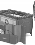 Lionelo Patut pentru copii Stefi Plus Gri Pliabil Cu doua nivele Intrare laterala cu fermoar 2 roti 120 x 60 cm Conform cu standardul european de securitate EN 716