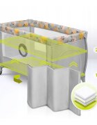Lionelo Patut pentru copii Stefi Plus RozGalben Pliabil Cu doua nivele Intrare laterala cu fermoar 2 roti 120 x 60 cm Conform cu standardul european de securitate EN 716