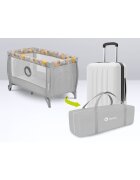 Lionelo Patut pentru copii Stefi Plus RozGalben Pliabil Cu doua nivele Intrare laterala cu fermoar 2 roti 120 x 60 cm Conform cu standardul european de securitate EN 716