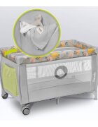 Lionelo Patut pentru copii Stefi Plus RozGalben Pliabil Cu doua nivele Intrare laterala cu fermoar 2 roti 120 x 60 cm Conform cu standardul european de securitate EN 716