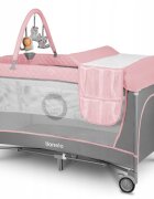 Lionelo Patut pliabil Flower Roz cu doua nivelearcada masuta de infasat bara cu jucarii Conform cu standardele europeane de securitate EN 716 si EN12221