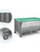 Lionelo Patut pliabil Flower Turquoise cu doua nivelearcada masuta de infasat bara cu jucarii Conform cu standardele europeane de securitate EN 716 si EN12221