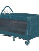 Lionelo Patut pliabil Flower Verde cu doua nivele arcada geanta transport masuta de infasat bara cu jucarii fereastra laterala 120x60 cm