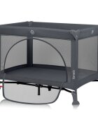 Lionelo Patut pliabil Laura 102 x 74 cm Cu doua nivele Functie de tarc Cu roti Include salteluta si geanta de transport Pereti din plasa Deschidere laterala Pana la 15 kg 0 luni + Gri