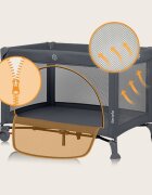 Lionelo Patut pliabil Laura 102 x 74 cm Cu doua nivele Functie de tarc Cu roti Include salteluta si geanta de transport Pereti din plasa Deschidere laterala Pana la 15 kg 0 luni + Gri