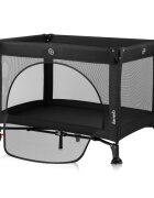Lionelo Patut pliabil Laura 102 x 74 cm Cu doua nivele Functie de tarc Cu roti Include salteluta si geanta de transport Pereti din plasa Deschidere laterala Pana la 15 kg 0 luni + Negru