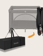 Lionelo Patut pliabil Laura 102 x 74 cm Cu doua nivele Functie de tarc Cu roti Include salteluta si geanta de transport Pereti din plasa Deschidere laterala Pana la 15 kg 0 luni + Negru
