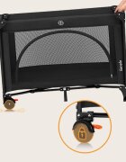 Lionelo Patut pliabil Laura 102 x 74 cm Cu doua nivele Functie de tarc Cu roti Include salteluta si geanta de transport Pereti din plasa Deschidere laterala Pana la 15 kg 0 luni + Negru