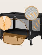 Lionelo Patut pliabil Laura 102 x 74 cm Cu doua nivele Functie de tarc Cu roti Include salteluta si geanta de transport Pereti din plasa Deschidere laterala Pana la 15 kg 0 luni + Negru