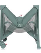 Lionelo Patut pliabil Laura 102 x 74 cm Cu doua nivele Functie de tarc Cu roti Include salteluta si geanta de transport Pereti din plasa Deschidere laterala Pana la 15 kg 0 luni + Verde