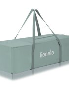 Lionelo Patut pliabil Laura 102 x 74 cm Cu doua nivele Functie de tarc Cu roti Include salteluta si geanta de transport Pereti din plasa Deschidere laterala Pana la 15 kg 0 luni + Verde