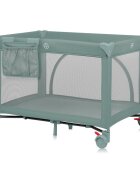 Lionelo Patut pliabil Laura 102 x 74 cm Cu doua nivele Functie de tarc Cu roti Include salteluta si geanta de transport Pereti din plasa Deschidere laterala Pana la 15 kg 0 luni + Verde