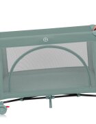 Lionelo Patut pliabil Laura 102 x 74 cm Cu doua nivele Functie de tarc Cu roti Include salteluta si geanta de transport Pereti din plasa Deschidere laterala Pana la 15 kg 0 luni + Verde